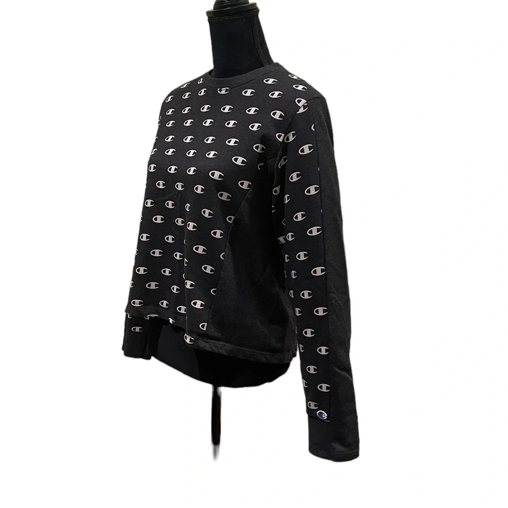 Champion pullover long sleeve insignia athleisure charcoal sweatshirt medium - Picture 4 of 10